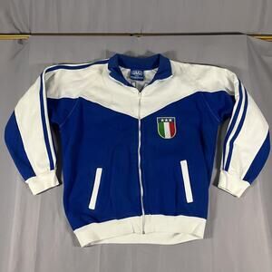 Italy Italia Jacket Mens Large Blue White Soccer Full Zip Track Top Stylo